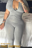 Znbbw Women Fashion Summer Short Sleeve Bodycon Solid Color Jumpsuit Overall 2023 Female Clothing Streetwear Wholesale Items
