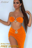 Znbbw Festival Clothing Sexy Dress Sets Holiday Outfits Women Tube Top and Midi Skirt Summer Club Party Two Piece Sets 2023