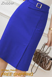 Znbbw Women Straight Skirts Vintage Korean Fashion Office Lady OL Style Stretch High Waist Wrap Hip Midi Skirts jupe femme