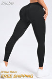 Znbbw Peach Hip Lift Seamless Knit Leggings Women's Sexy V-Waist Sports Fitness Leggings Push Up Booty Yoga Pants
