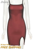 Znbbw Double Layer Sexy Skinny Dress Women Sleeveless Party Bodycon 2023 Bandage Elastic Split Trend Clubwear Slim Outfit