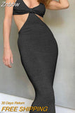 Znbbw Summer Dress 2023 Spaghetti Strap Backless Sexy Cut Out Long Maxi Dresses Boho Bodycon Sundress Party Dresses for Women