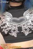 Znbbw Cute Baby Tee Vintage Women I Love Emo Boy Print Casual Punk Streetwear Grunge T-shirt Y2k Clothes Gothic Emo Crop Top