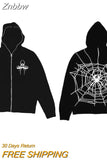 Znbbw Hop Men Sweatshirt Hoodie Full back spider web Printed Streetwear Harajuku Y2k Pullover Winter Fall Hoodie Casual Zip Jacket