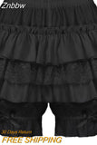 Znbbw Lolita Pumpkin Shorts Women Lace Ruffle Bow Safety Short Pants Cute Cake Skirt Knickers Japanese JK Bloomers