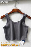 Znbbw women summer crop tops sleeveless short cotton u collar knitted bar