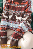 Znbbw O Neck Long Sleeve Pullover Sweater Women Autumn Fashion Christmas Printed Sweater Ladies Commuter Loose Sweater 2023 New