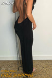 Znbbw Backless Maxi Dress Elegant Fashion Halter Spaghetti Strap Sleeveless Dresses Long Club Party Beach Evening Robe Dress