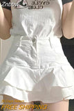 Znbbw white summer women skirt gothic low-waist patchwork A-line skirt beautiful dress punk retro Harajuku street style miniskirt