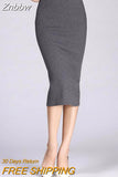 Znbbw Winter Bodycon Skirt Women Stretchable Split Skirt Mid Calf Slim Pencil Skirts For Women Female Knit Skirt