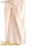 Znbbw TRAF Summer Skirt 2 Piece Sets 2023 Women Sexy Skinny Camis Slim Midi Skirt Set for Club Party Evening Sets Outfits