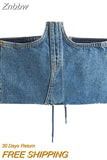 Znbbw TRAF Women Sexy Denim Camis Women Tops Blue Camis Sleeveless Female Denim Tank With Button Top