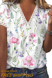 Znbbw V-neck Floral Print Blouse Women Short Sleeve Tops Fashion 2023 Cssual Shirts Female Loose Elegant Blouses Blusas 24785
