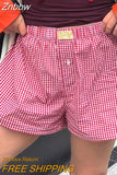 Znbbw Women's Y2k Pajamas Shorts Cute Plaid Pj Short Pants Flannel Lounge Sleep Shorts Bottoms Elastic Waist Baggy Boxers Tracksuit