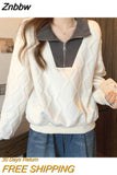 Znbbw selling new sweater zipper three-dimensional diamond fashion sweater casual warm sweater in autumn and winter