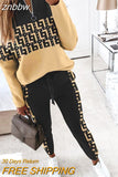 znbbw Women Suit Jogger Two Piece Set Autumn Fashion Print Tracksuits Women 2023 Streetwear Zipper Long Sleeve Tops + Trousers Outfits
