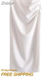 Znbbw ZBZA Skirts Womens 2023 Two Piece Set Linen Blend Cropped Women Shirt Draped Skirt Autumn Fashion Casual Dress Sets