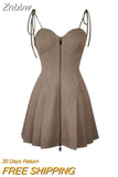 Znbbw new dark retro A-line dress y2k college style sexy slim pleated suspender dress Korean version fashion casual skirt women