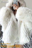 Znbbw Women Winter Loose Hooded Bat Full Sleeve Casual Faux Fur Jacket Lady Slim Thick Warm Soft Outwear 2023 New Fashion Overwear