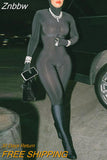 Znbbw Women Long Sleeve Streetwear Black Jumpsuits One Piece Outfit Overalls 2023 Fall Clothing Wholesale Items For Business