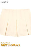Znbbw 2023 Spring Autumn Fashion Pleated Shorts Skirt Casual Women Solid Color Simple Mini Skirt Bottom Female