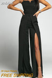 znbbw Fashion Overalls Women Summer Sexy Fashion Commuter Sling Jumpsuit Elegant Strapless Backless Slit Straight Pants Romper