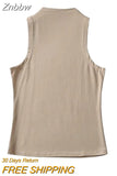 Znbbw Summer NEW Arrival Women Solid Color Causal Sexy Croped-Top Sleeveless Tank Streetwear