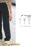 Znbbw Women Y2K Cargo Pants Khaki Loose Streetwear Vintage Low Waist Casual Straight Trousers Sexy Retro Loose Pockets Baggy Pants
