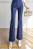 Znbbw Mid-Waist Women Flare Pants Simple Solid Slim Pants Long Trousers Womens Fashion Office Lady Casual Suit Pants