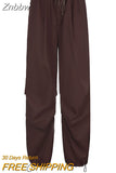 Znbbw Women Baggy Hippie Trousers Loose White Low Waist Wide Leg Sweatpants Streetwear Vintage Drawstring 2023 Fashion Y2K Cargo Pants