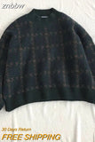 znbbw Winter Streetwear Houndstooth Thick Women's Sweater Loose Knit Woman Sweaters Autumn Fashion Warm Plus Size Female Pullover