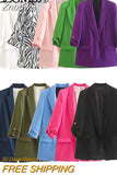 Znbbw TRAF Women Animal Print Zebra Blazer Elegant Chic Fashion Suit Jacket Casual Coat Female Outerwear Outfit Clothing