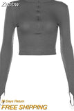 Znbbw color casual T-shirt women long sleeves turtleneck crop tops sexy simple style party club 2023 spring summer new