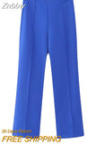Znbbw Tops With Belt Pant Sets Women Fashion Single Button Jacket Trousers Autumn Winter Office Outfits Outwear