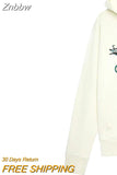 Znbbw Letter Embroidered Sweatshirts Women 2023 Spring Autumn Cardigan Hoodie Tops Female Casual Streetwear Hooded Sweatshirt