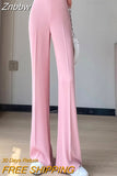Znbbw 2023 Summer Thin Drape Ice Silk Pants Women Simplicity Straight Long Trousers Womens Office Lady Casual Suit Pants
