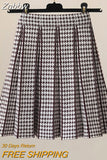 Znbbw New Houndstooth Pleated Short Skirt Women's Autumn Winter High Waist All-match A-line Mini Knitted Skirts GD745