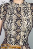 Znbbw Sexy Crop Top Women Snake Print Tank Top Slim Primer High Collar Vest Harajuku Crop Tank Top T Shirt Femme Girls Camis Tops