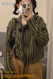Znbbw 90s Vintage Green Hooded Knitted Cardigan Women Harajuku Kpop Zip Up Cropped Sweater Fairy Grunge Loose Y2K Tops Korean