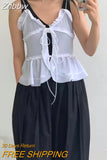 Znbbw Tie Front Tops For Women Halterneck Crop Cami Bandage Open Front Backless Sleeveless Tank Top Summer Clothing