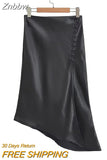 Znbbw Women Elegant Solid Side Irregular Midi Skirt Female Summer Vestidos