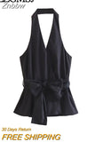 Znbbw TRAF 2023 Women's Poplin Wrap Top Woman High Street Crossover Halter Neck Belt Female Chic Top