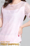 Znbbw Women Clothing Chiffon Blouse Lace Crochet Female Korean Shirts Ladies Blusas Tops Shirt White Blouses slim fit Tops
