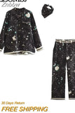 Znbbw TRAF Woman 2 Piece Pants Sets 2023 New Fashion Print Shirts Top Women Suit Casual Pants Two Pieces Set Womens Outfits
