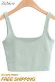 Znbbw Summer Women Sexy Sleeveless Tops Fashion Short Square Collar Tank Tops 6 Colors