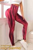 Znbbw Gradient Peach Yoga Pants High Waist Sport Leggings Rainbow Tie Dye Tights Gym Running Push Up Pants Booty Leggins