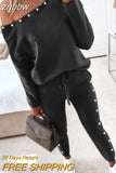 znbbw Women Suit Jogger Two Piece Set Autumn Fashion Print Tracksuits Women 2023 Streetwear Zipper Long Sleeve Tops + Trousers Outfits