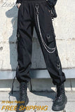 Znbbw Punk Cargo Pants Women Joggers Hippie Chain Pockets Plus Size Loose Black Capris Baggy Harajuku Oversize Trousers Hip Hop