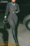 Znbbw Women Long Sleeve Streetwear Black Jumpsuits One Piece Outfit Overalls 2023 Fall Clothing Wholesale Items For Business