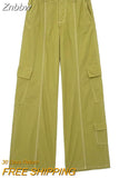 Znbbw TRAF 2023 Women Pant Wide Leg High Waist Cargo Pant Women Trouser Female Casual Loose Jogger Trouser Women Streetwear